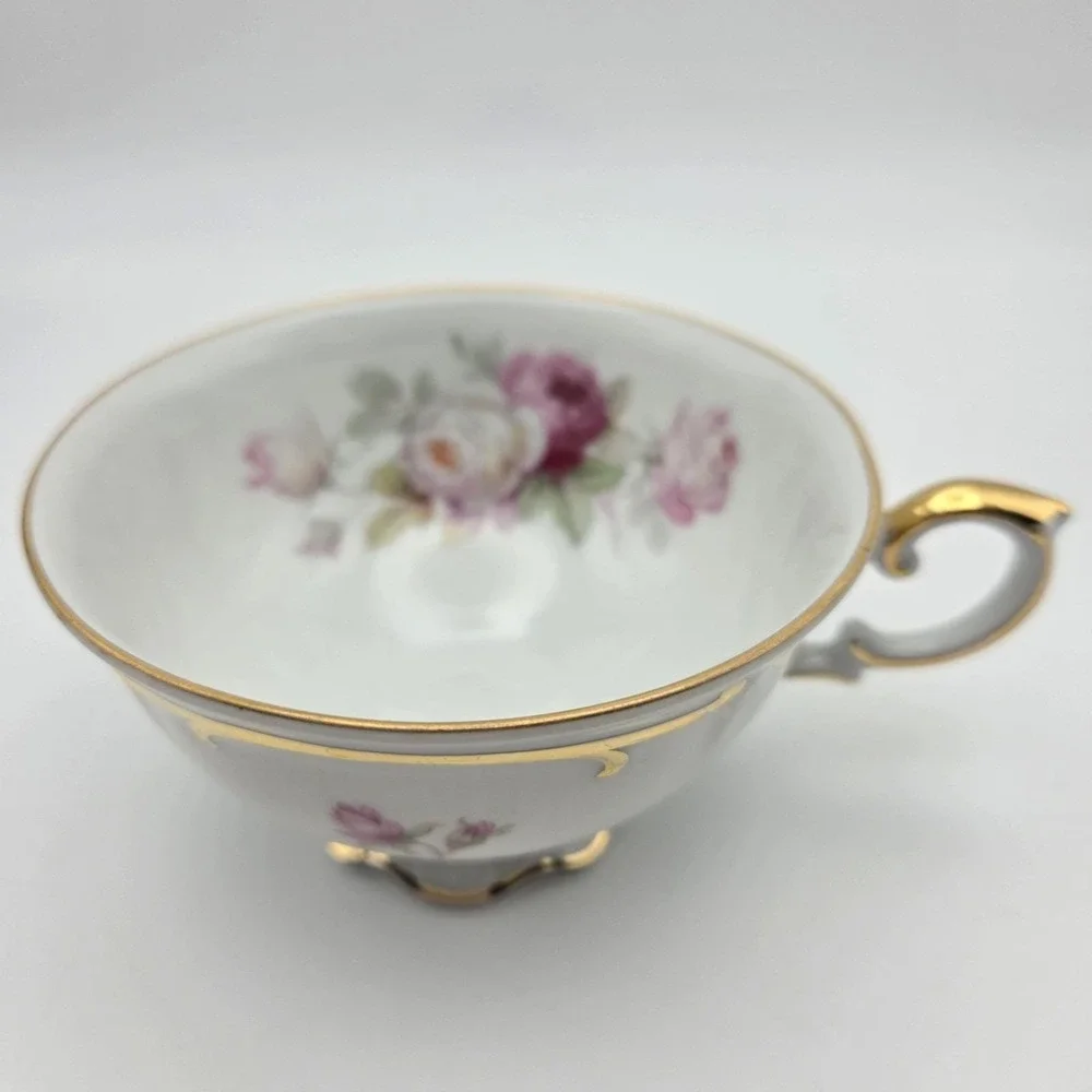 Vintage Bavaria Schumann Arzberg Wild Rose Dessert Plate, Teacup & Saucer Set